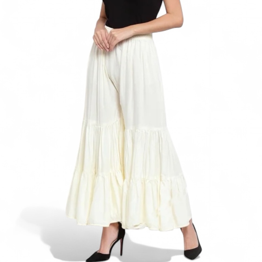 Elegant Cream Wide-Leg Pants